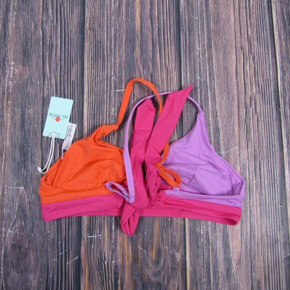 Marine Layer NEW NWT Womens Small Colorblock Plunge Bikini Top Swim Beach - Picture 5 of 5